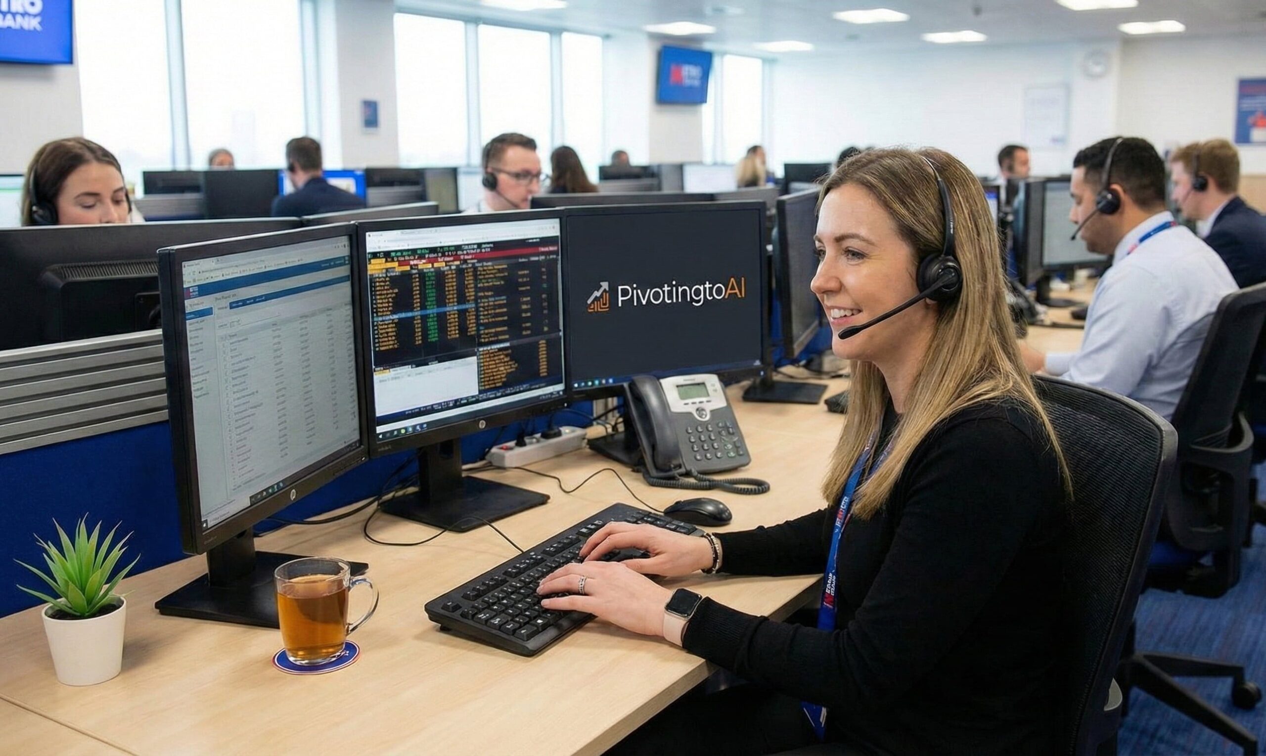 Banker analysing financial data